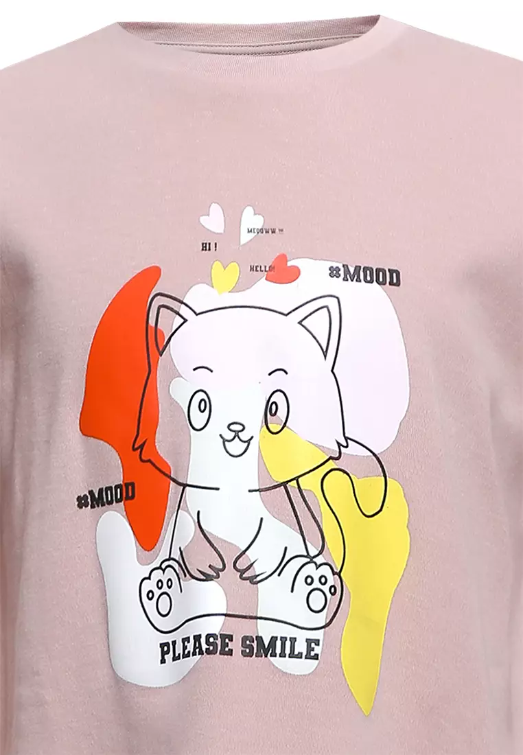 Qna Girl Zipporah T-shirt Panjang Anak Dusty Pink