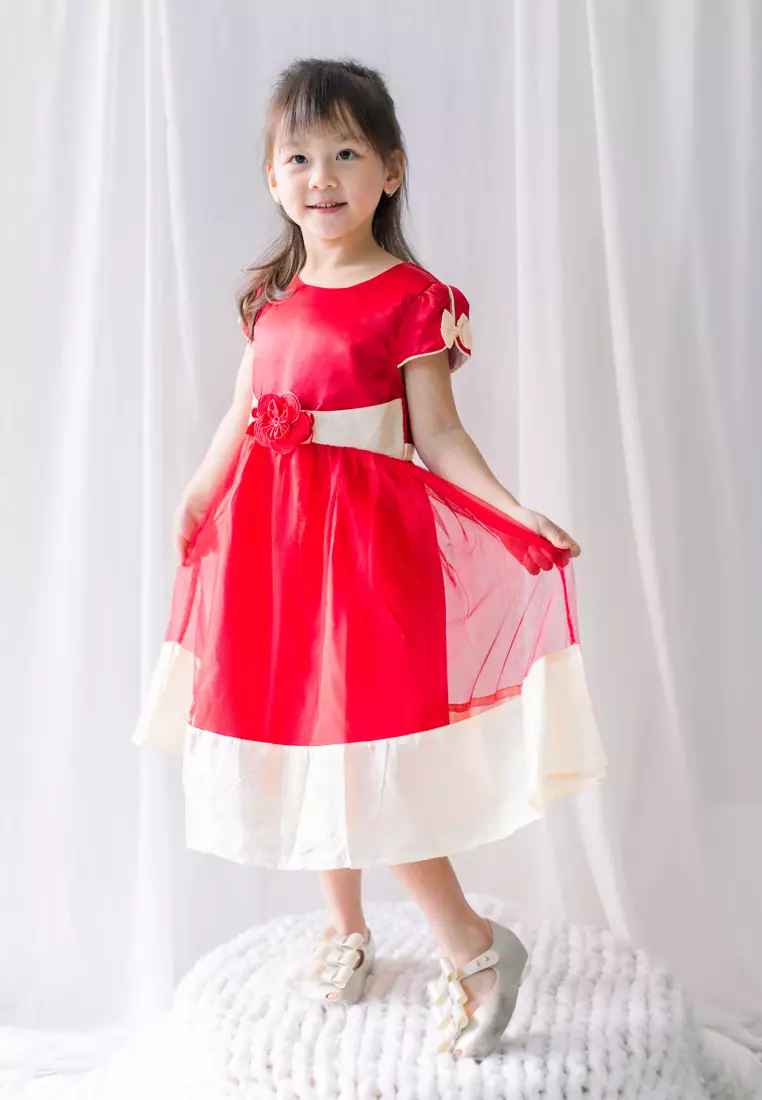 Two Mix Baju Anak Perempuan Bahan Satin - Dress Anak Perempuan Fashion Usia 1-12 Tahun 4251