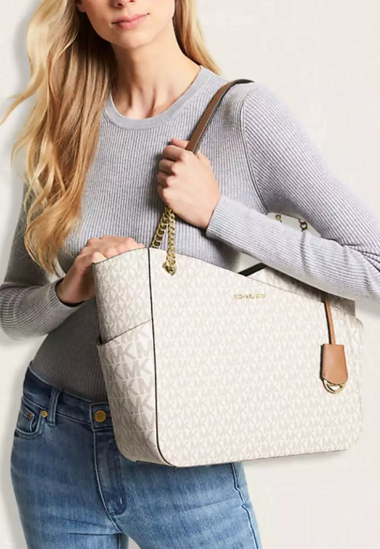 Michael Kors Jet Set Large Logo Shoulder Bag Vanilla