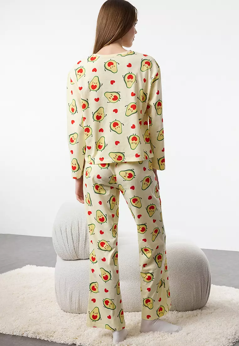 Avocado And Heart Knitted Pajama Set
