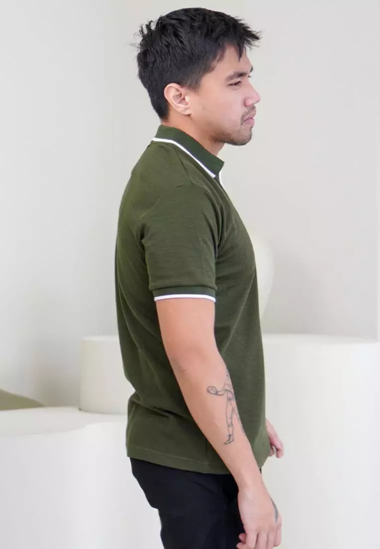 MATSUDA Kaos Polo Pria Waffel Kerah Otsuki