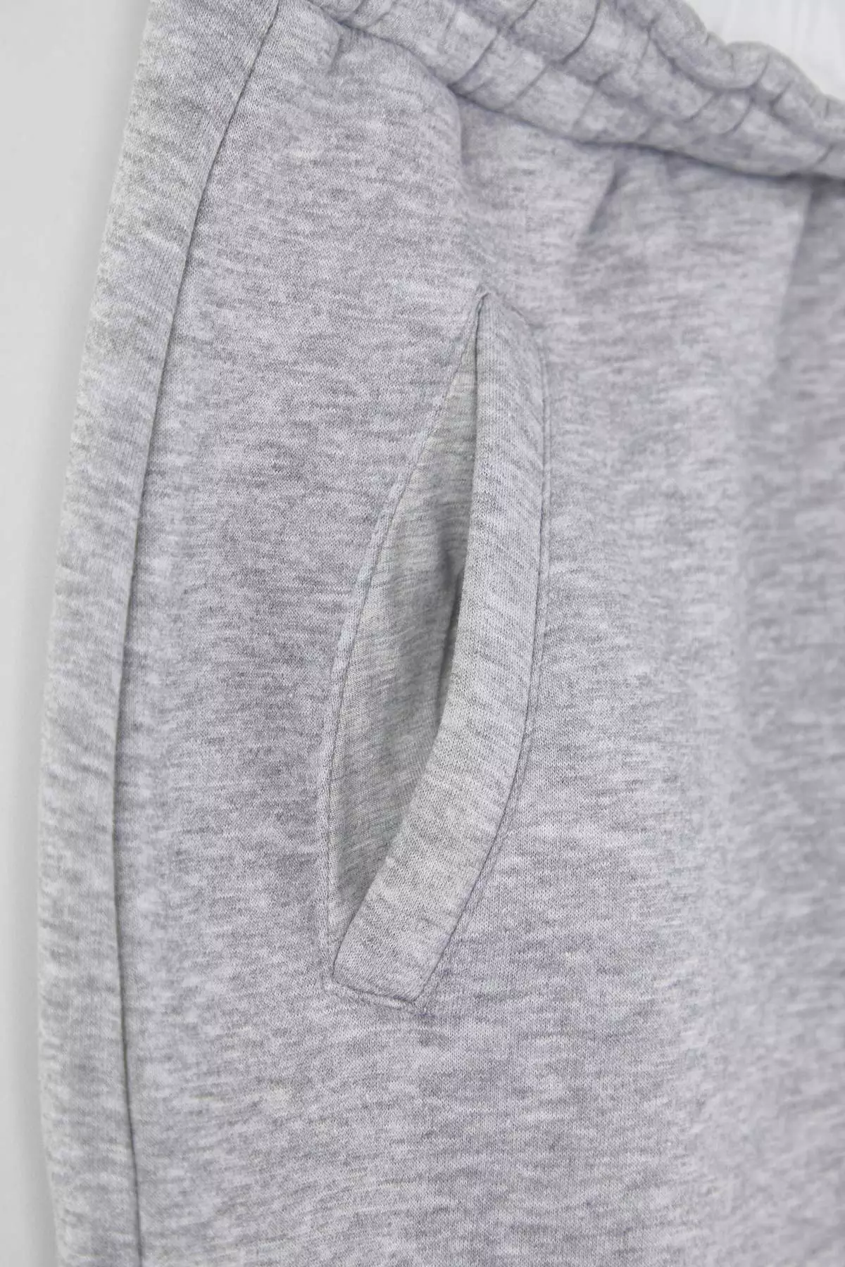 Gray Melange Waist Poplin Detailed Knitted Mini Plus Size Skirt