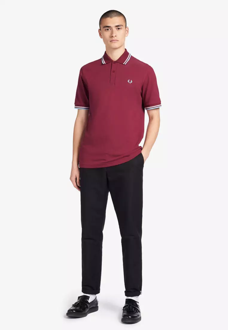 Fred Perry M12 Twin Tipped Fred Perry Shirt (Maroon Red)