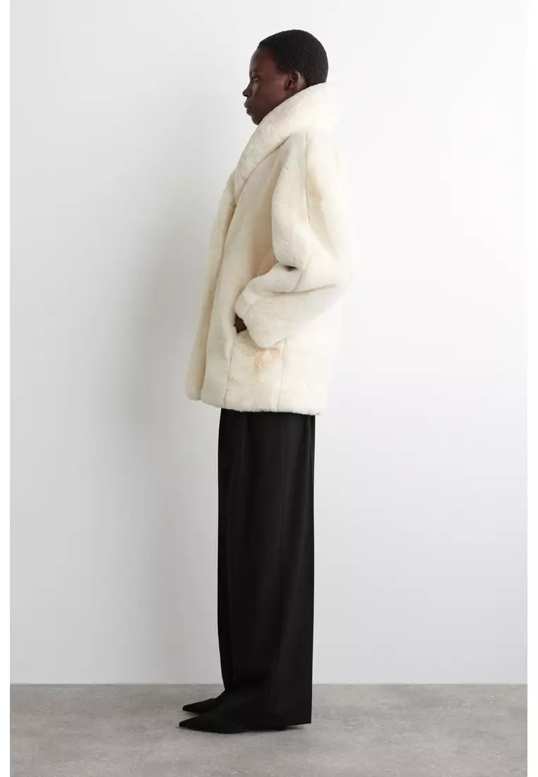 SHAWL-COLLAR FUR-EFFECT JACKET