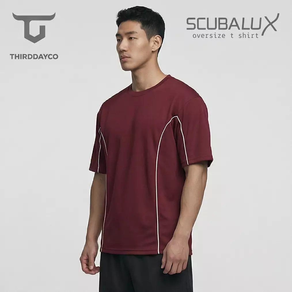 THIRDDAY Kaos Oversize Gym Piped WaistArm Scubalux Merah Maroon MTZ42