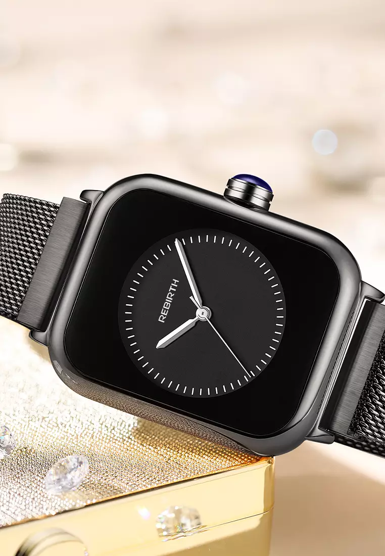 jam tangan wanita pria Rebirth fashion casual sport mesh band waterproof jam