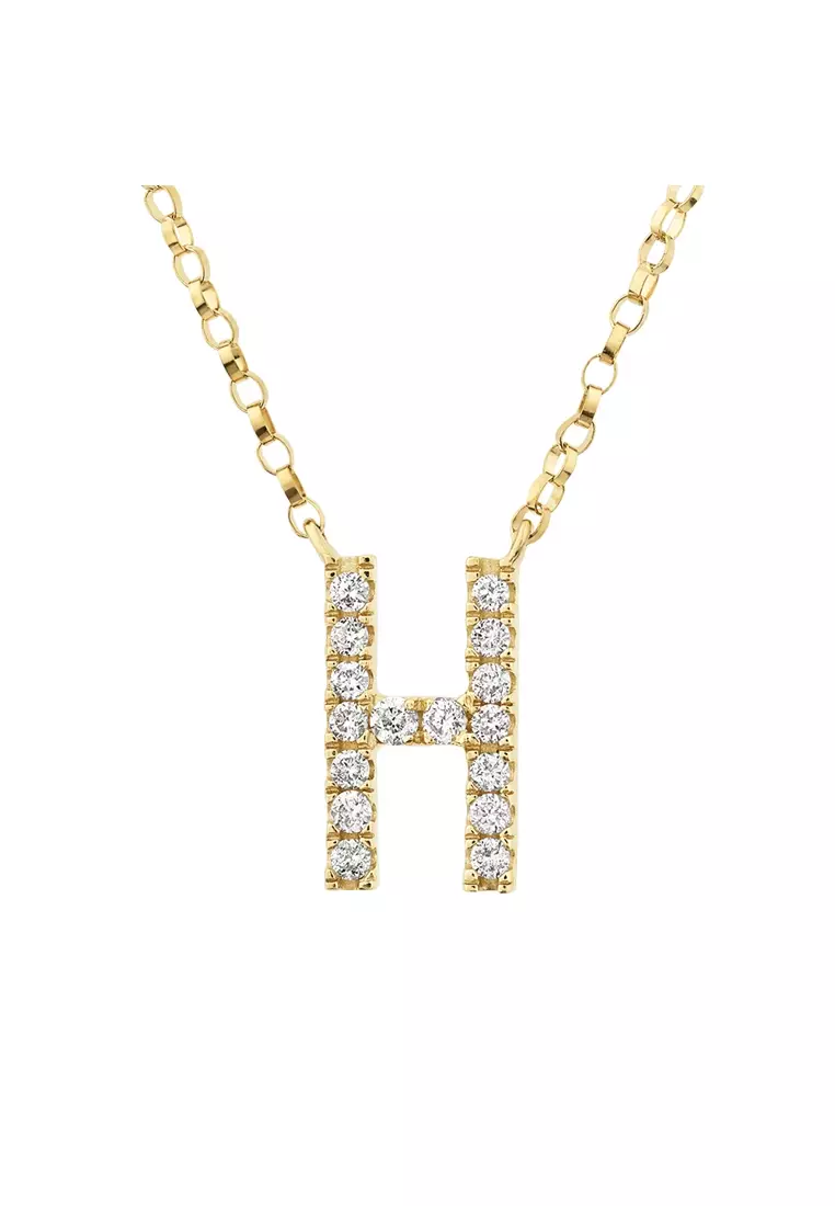 M Initial Necklace with 0.10 Carat TW of Diamonds in 10kt Yellow Gold