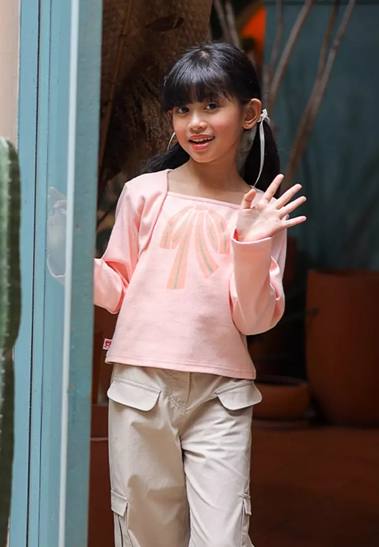Tshirt/ Kaos lengan panjang anak perempuan Peach/ Rodeo Junior Girl Perfect Pop