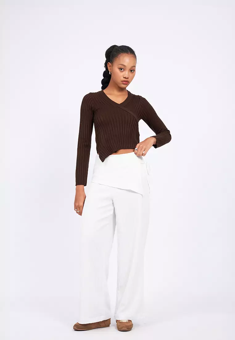 Long Sleeve Wrap Knit Top