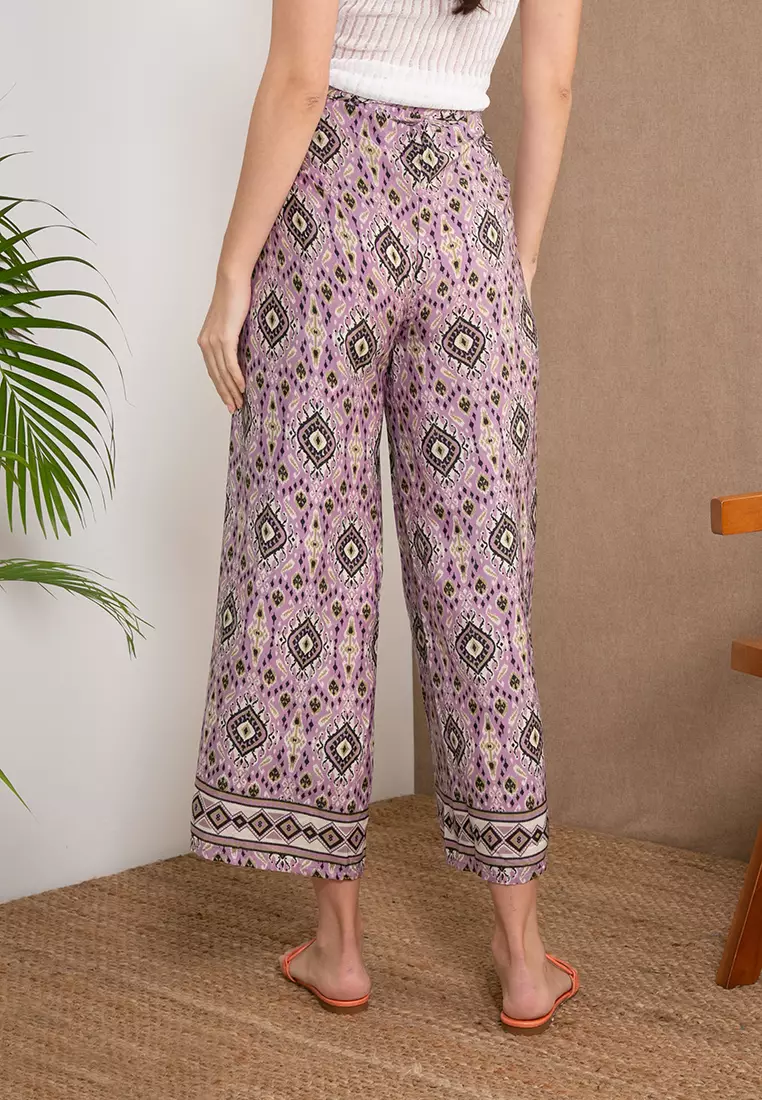 Pink Floral Polysilk Palazzo Pants