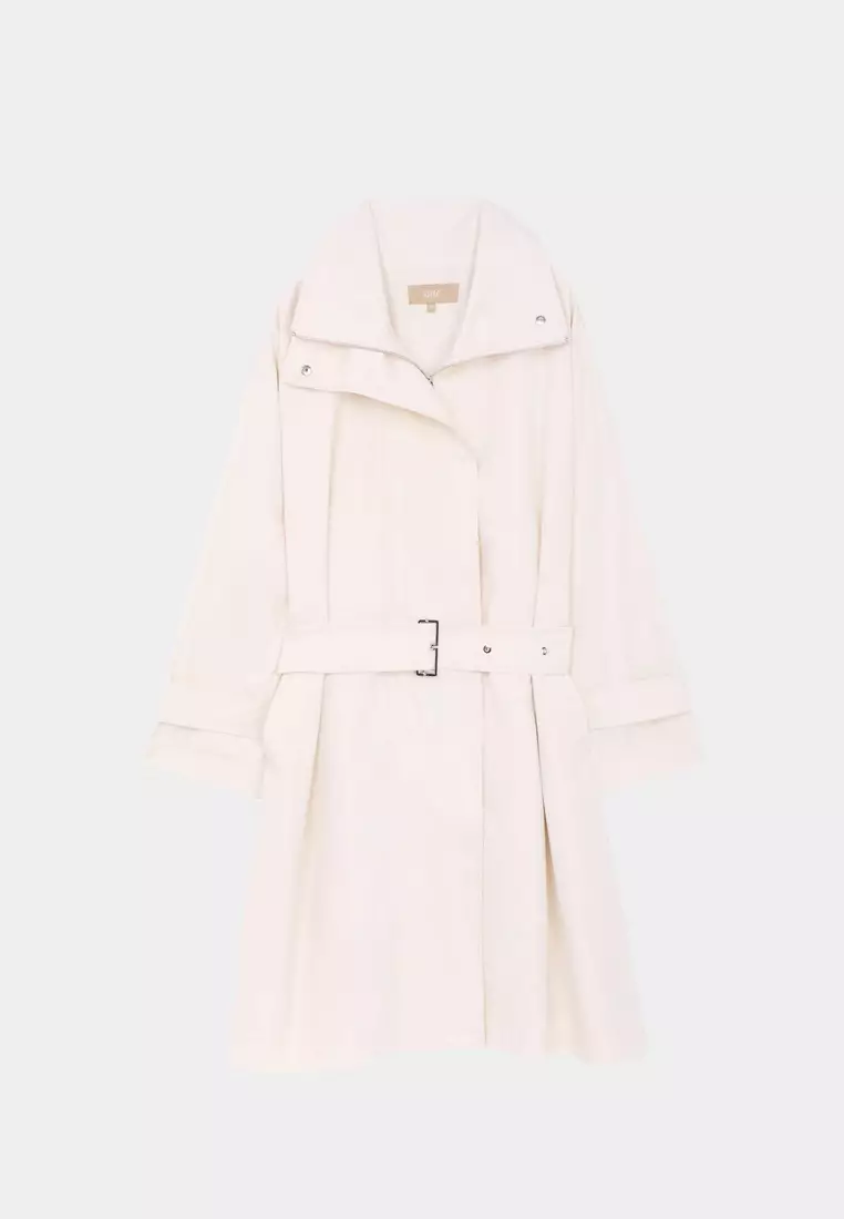 Cream White Hoodie Coat