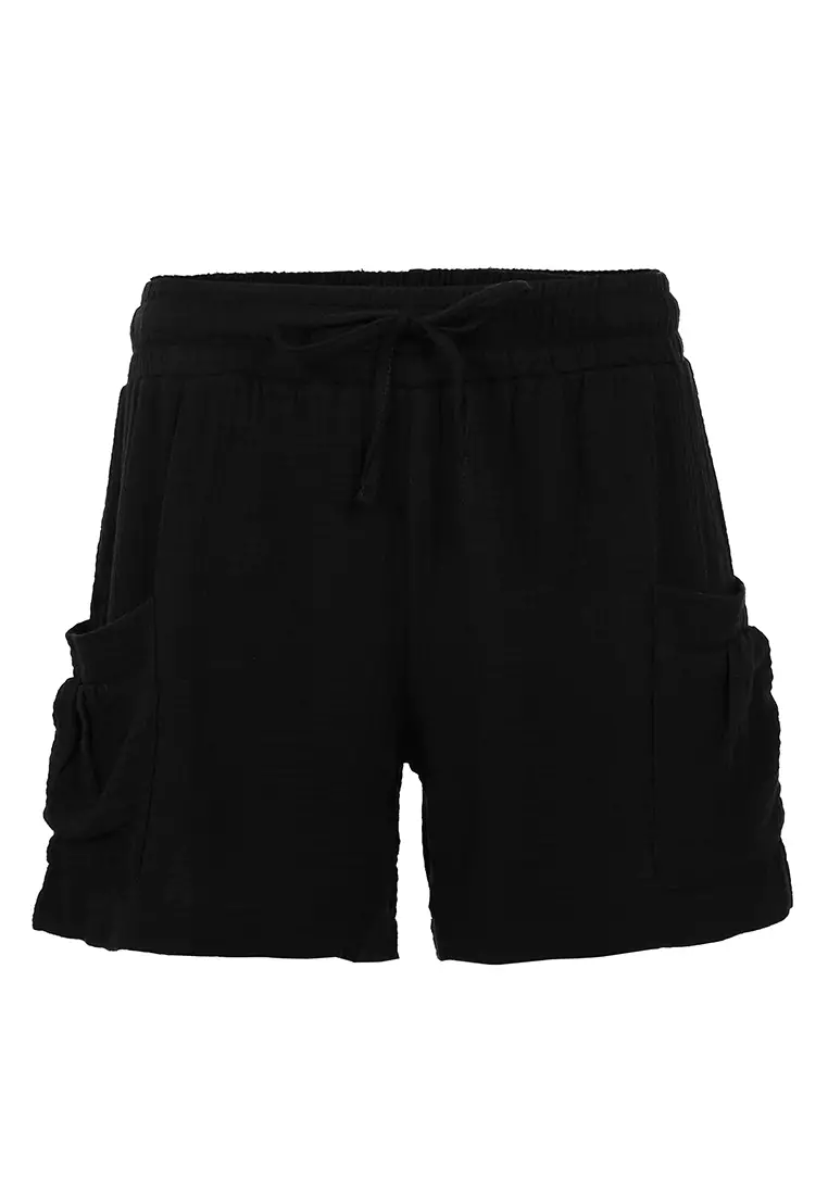 Black Cool Summer Drawstring Shorts