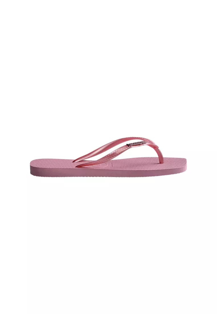 Slim Square Logo Metallic Flip Flops