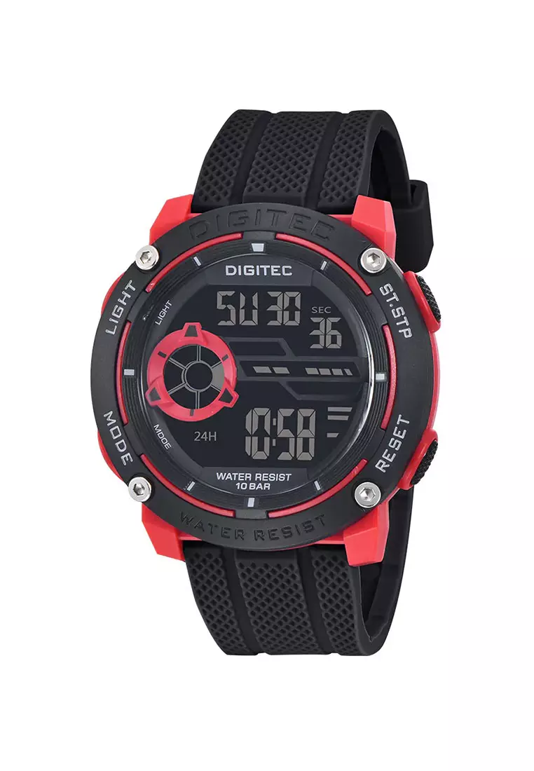 Jual Digitec Digitec Jam Tangan Pria - Black Red - Rubber Strap - DG ...