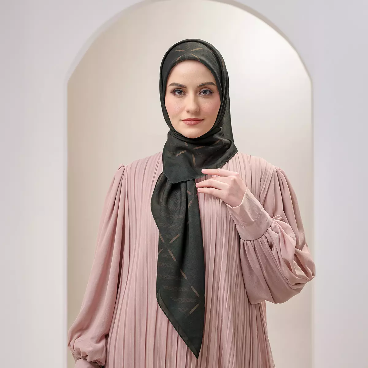 ZM Zaskia Mecca - Senandung Brown Scarf Tasdia Voil Hijab Motif - Harmoni Series | Square Segi Empat