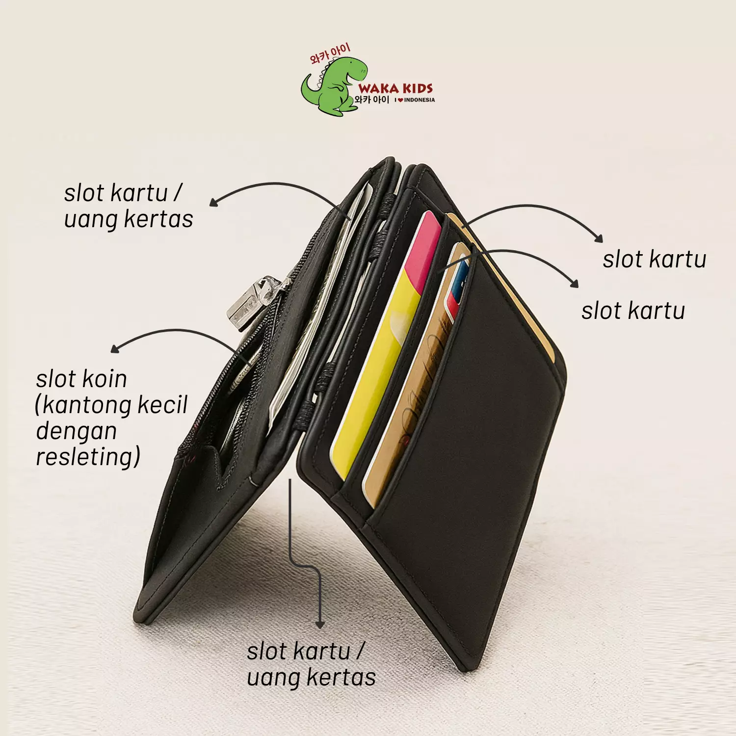Wakakids Dompet Kartu dan Uang Lipat Pria Wanita Magic Money Clip Mini Wallet Card Holder Tipis Venrz Hitam