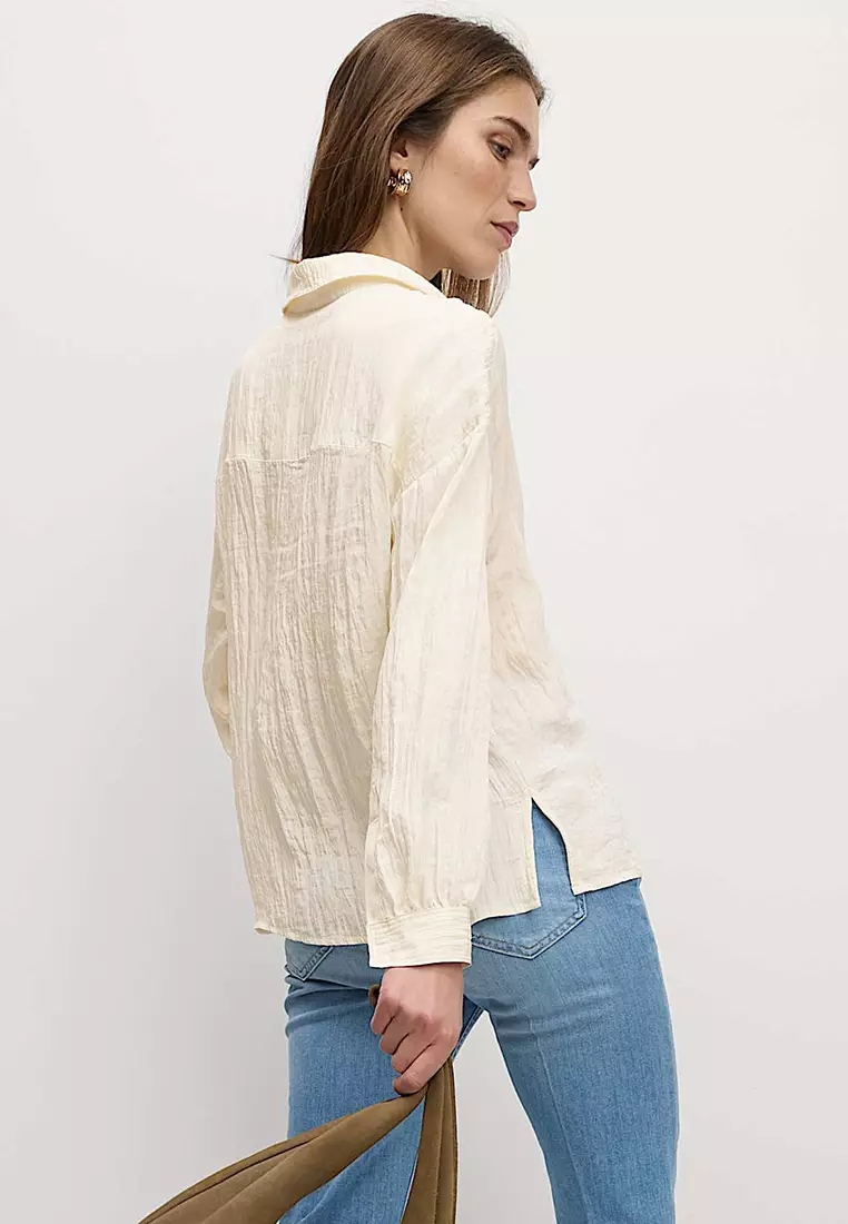 Crinkle Textured Collared Shirt