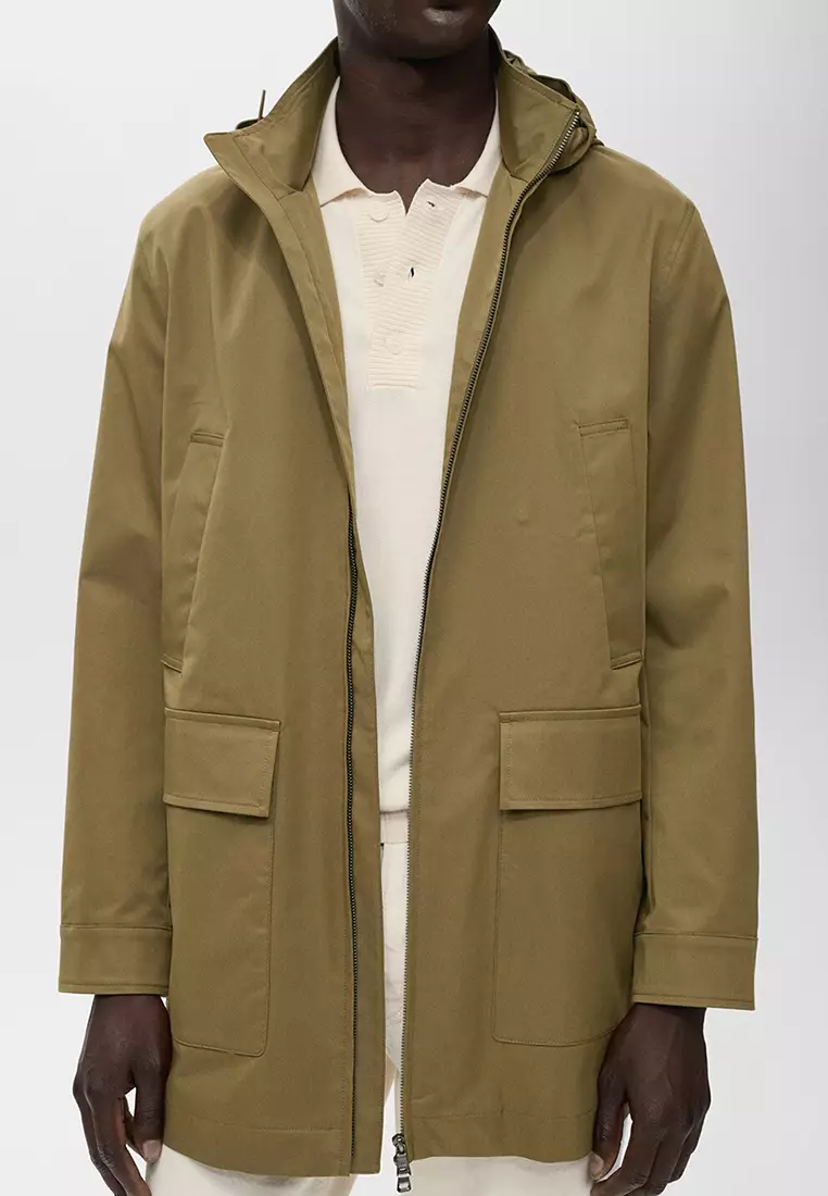 Water-Repellent Hooded Parka Jacket
