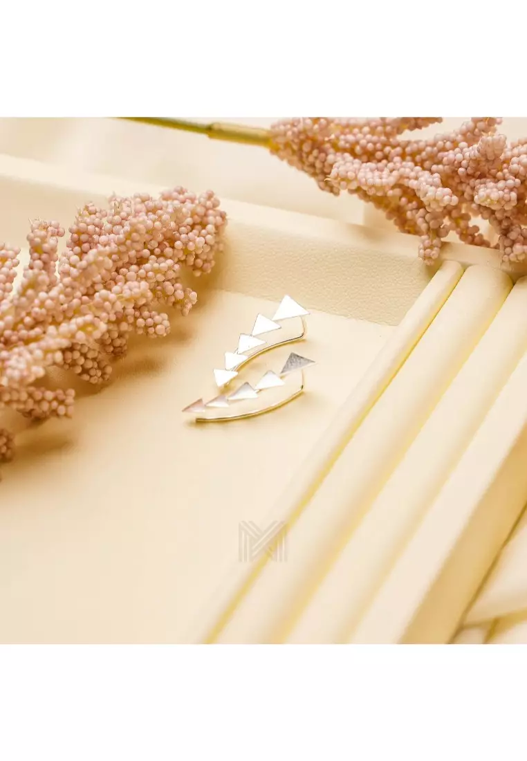 Millennia 2000 Triangle Silver Ear Pins with 925 Sterling Silver