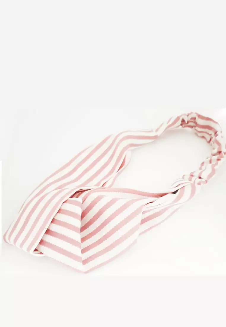 Twisted Headband Curvey Stripes Dusty Pink