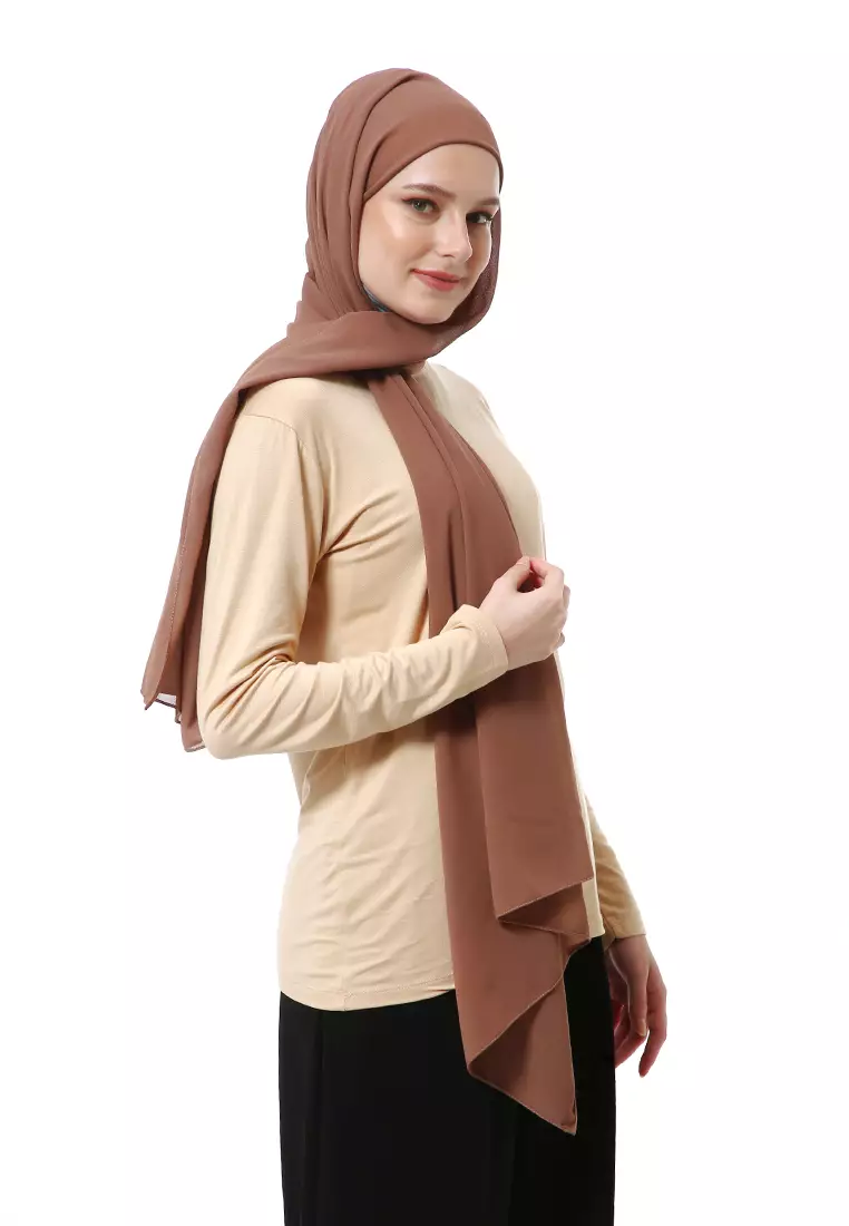 Zhalika Phasmina Motif Polos High Premium Quality - Dark Choco