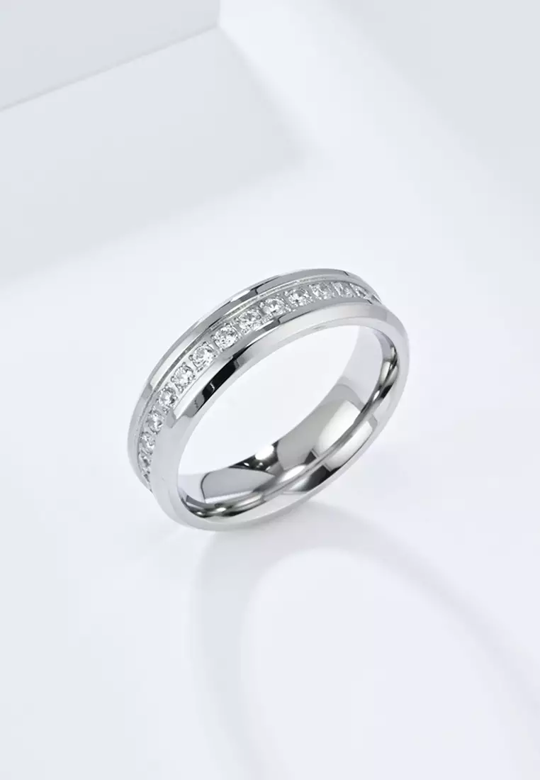Titanium Steel Zircon Ring JW QF-JZ850
