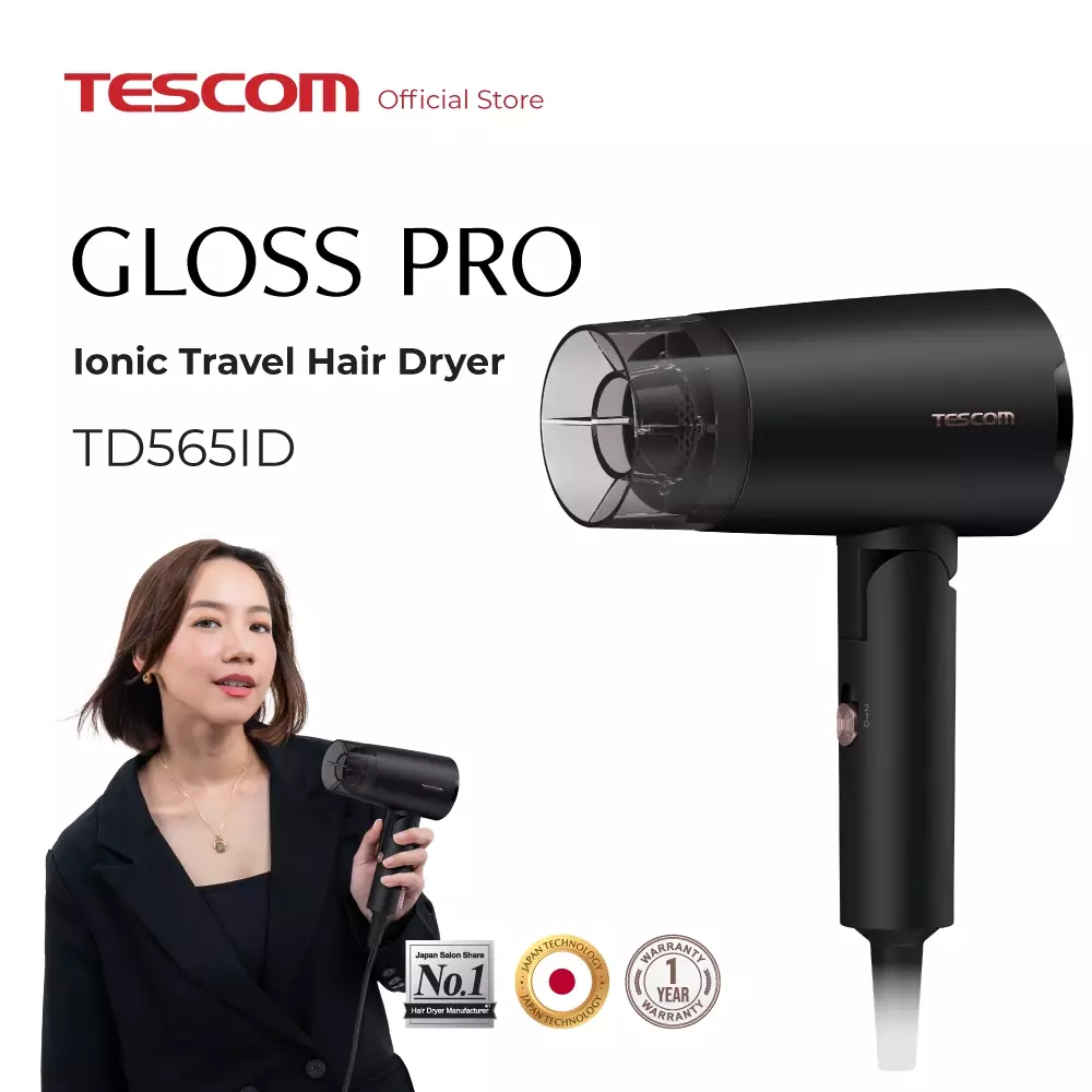 Tescom Gloss Pro Ionic Travel Hair Dryer / Pengering Rambut TD565ID