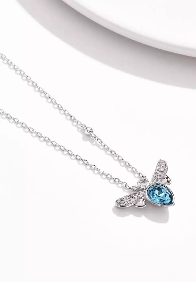 Bee Crystal Blue Necklace Embellished With SWAROVSKI® Crystals