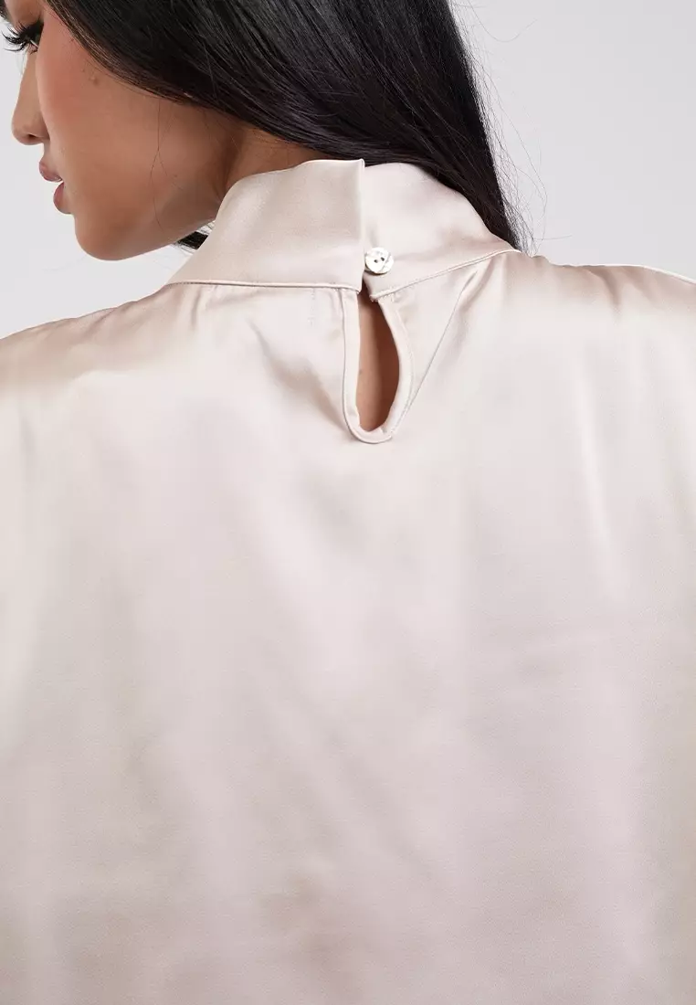 Anastasia Twisted High Neck Satin Top