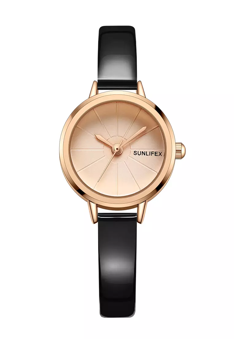 Jam Tangan Wanita Korea Retro Mini Dial Kasual Tali Kulit Jam Tangan Cewek Original black