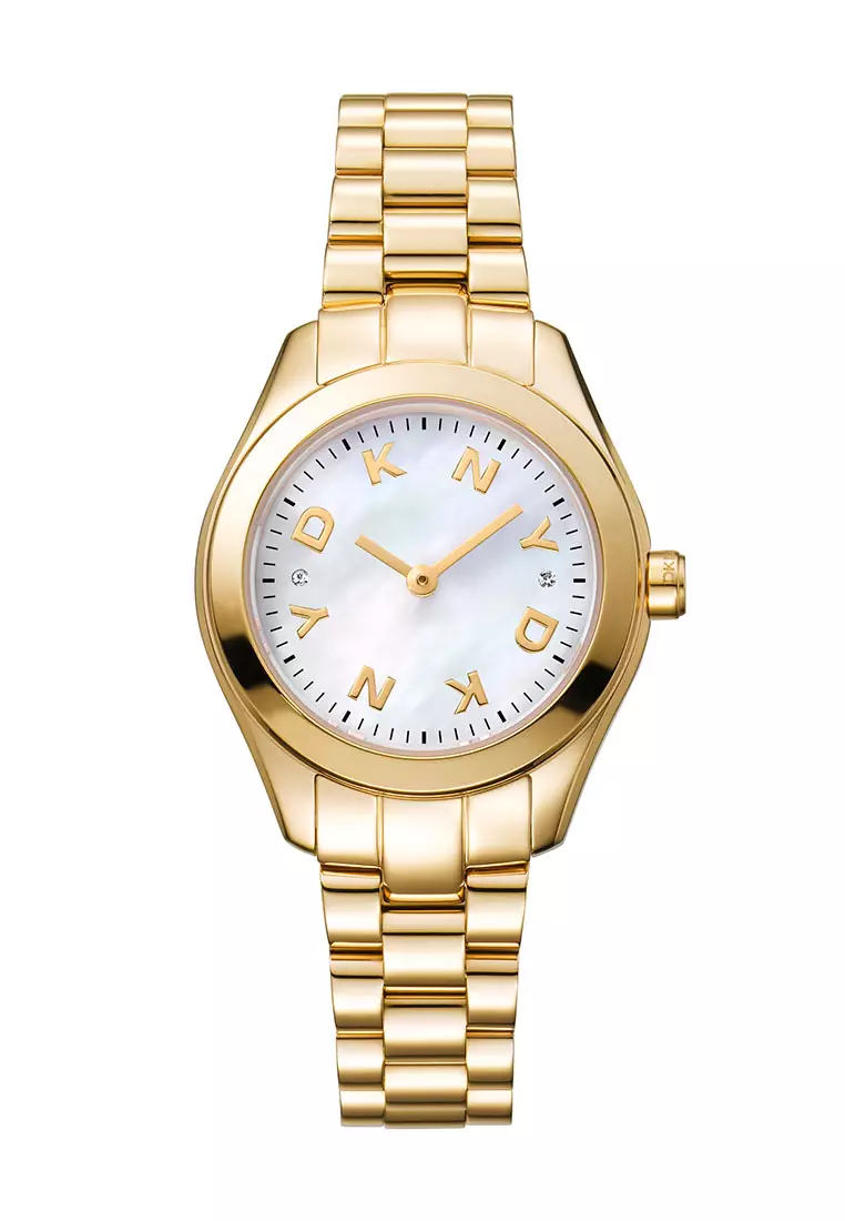 DKNY Astoria Logo Gold Stainless Steel Analog Quartz Watch For Women DK1L033M0065
