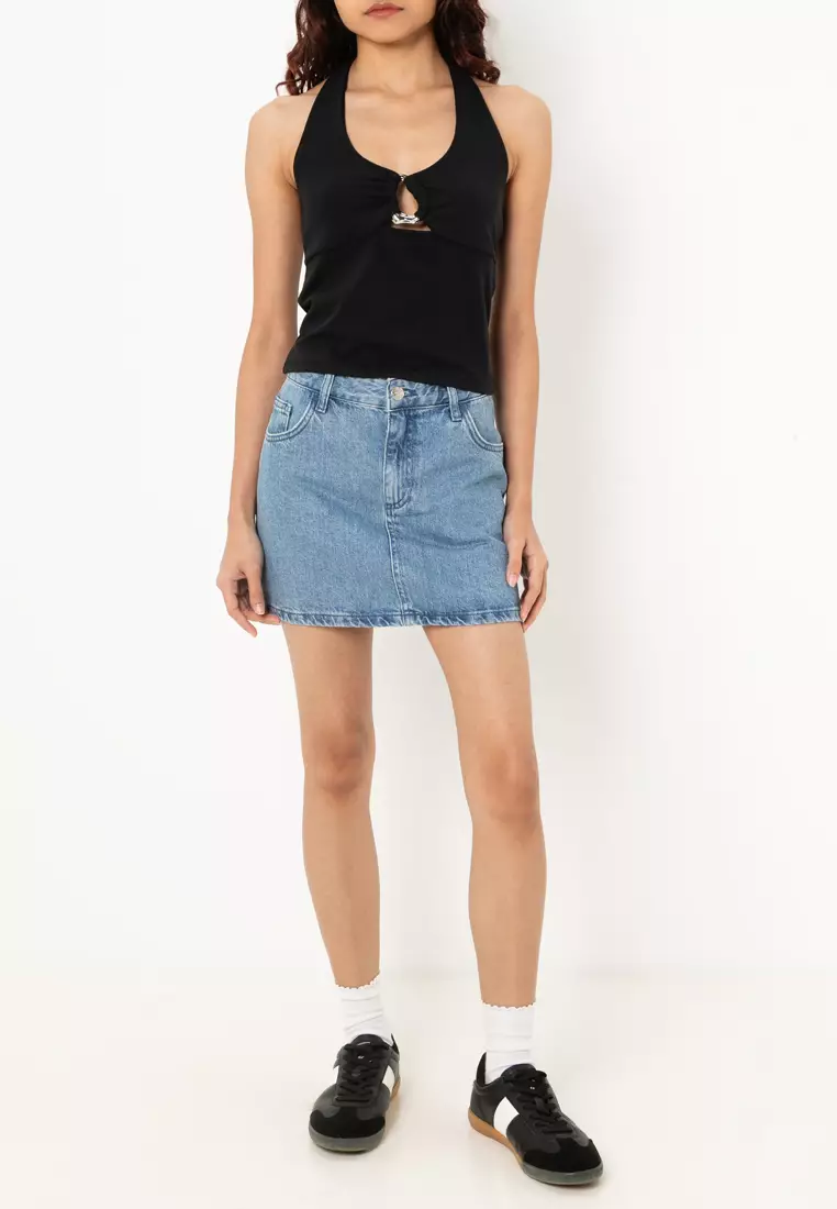 Front Buckle Detail Halter Top