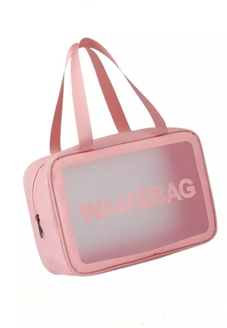 Elmar Tas Make Up Wanita Kosmetik Travel Cosmetic Bag Material PU Mesh ORIGINAL - Pink