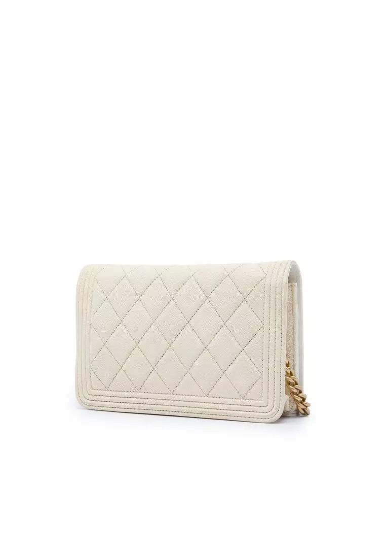 Pre-Loved Chanel Quilted Caviar Boy Wallet On Chain
