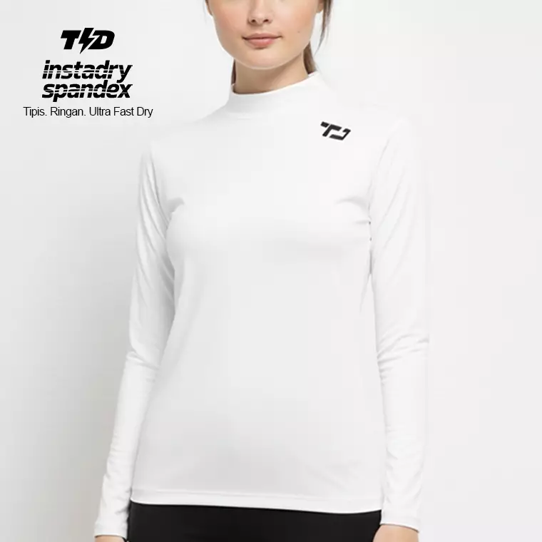 TDACTIVE inner tangan panjang olahraga wanita "instadry spandex" logo shoulder putih LSE69