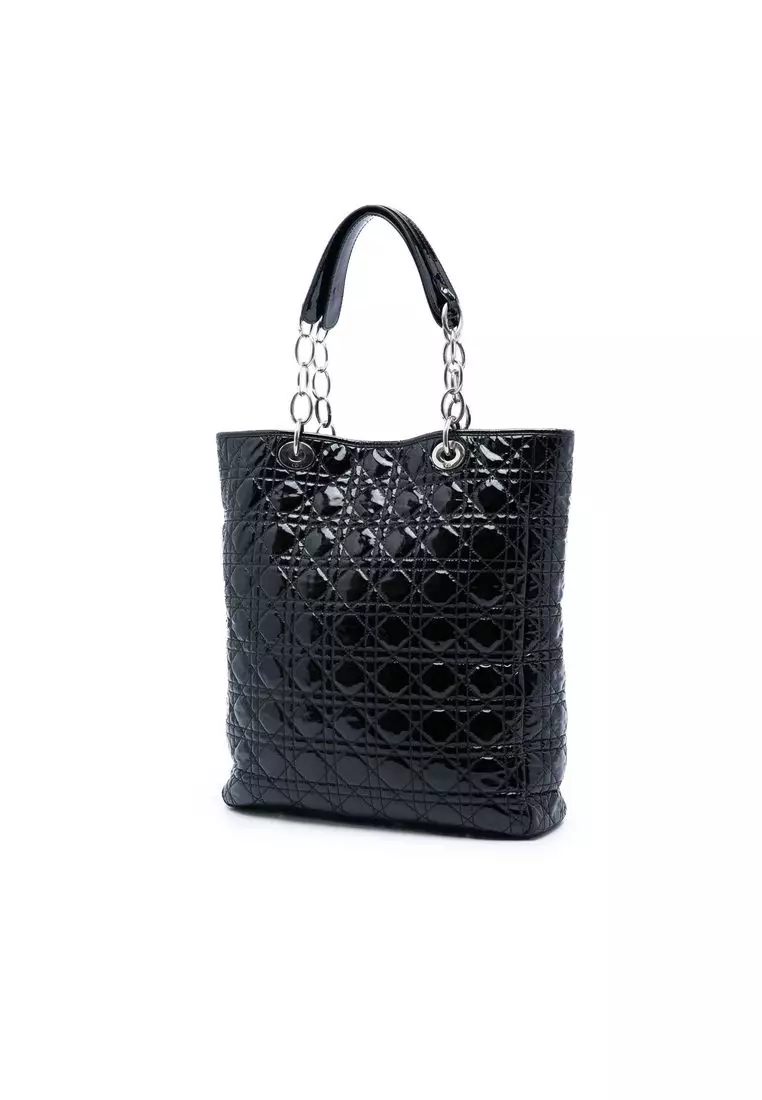 Pre-Loved Dior Patent Cannage Lady Dior Soft Shopping Tote