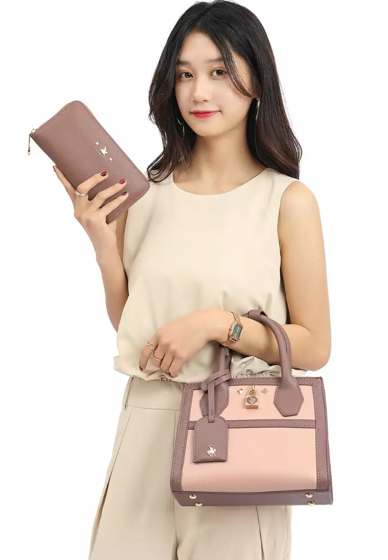 2-In-1 Top Handle Bag & Zipper Purse (二合一 手拿袋 & 錢包) - 紫色