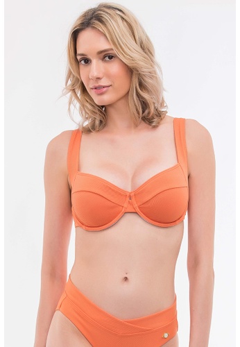 Sunseeker orange Rustic Sweetheart D Cup Underwire Bikini Top 68F98USB2D3F68GS_1