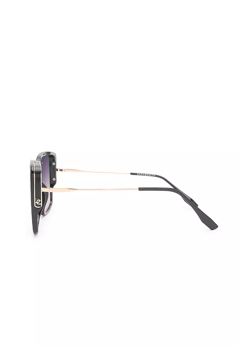 Unisex Fashion Sunglasses - Glossy Black / Grey-Light Pink