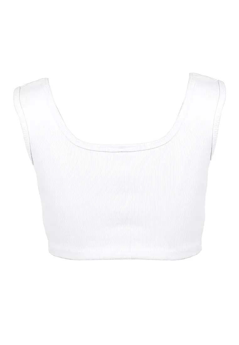 Buy London Rag White Basic Sleeveless Crop Top 2024 Online