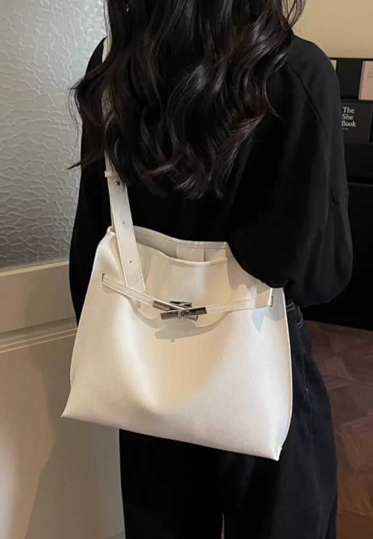 Large Capacity Commute Casual Buckle Design Crossbody Tote Bag CA26042824W
