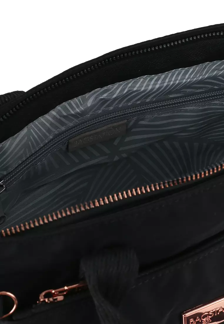 Rose Gold Series Crinkle Nylon Convertible Top Handle Bag