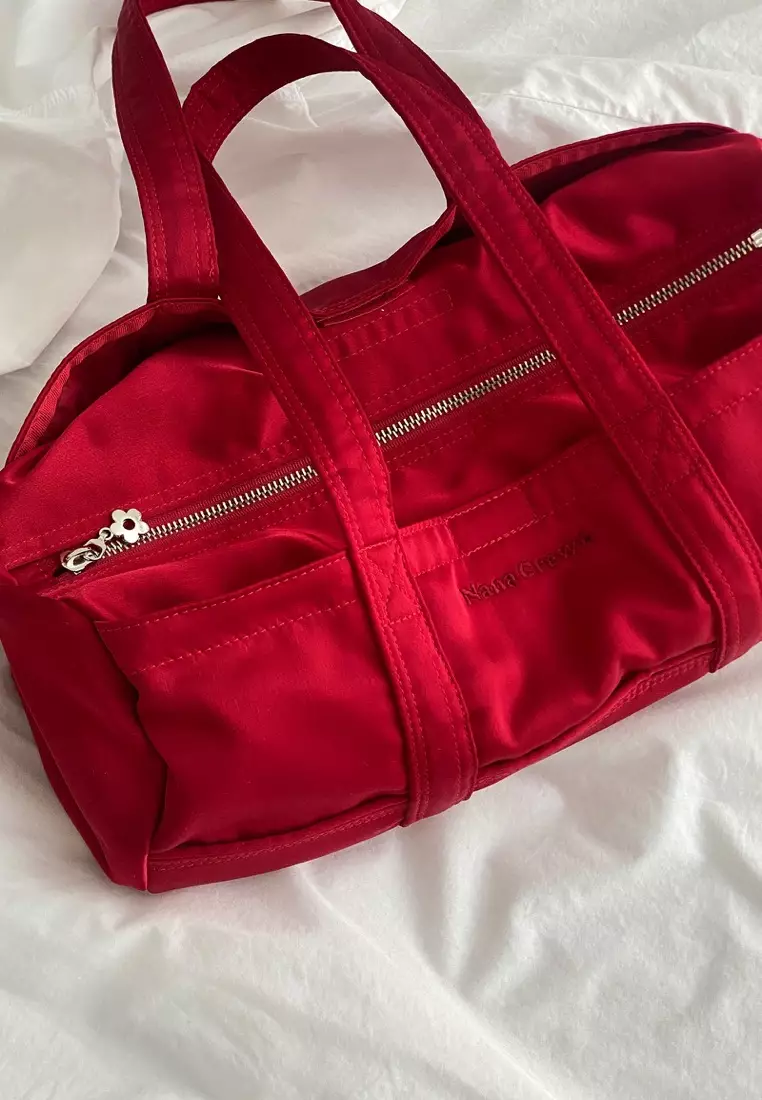 Mini Duffle Bag_Blood Red Satin