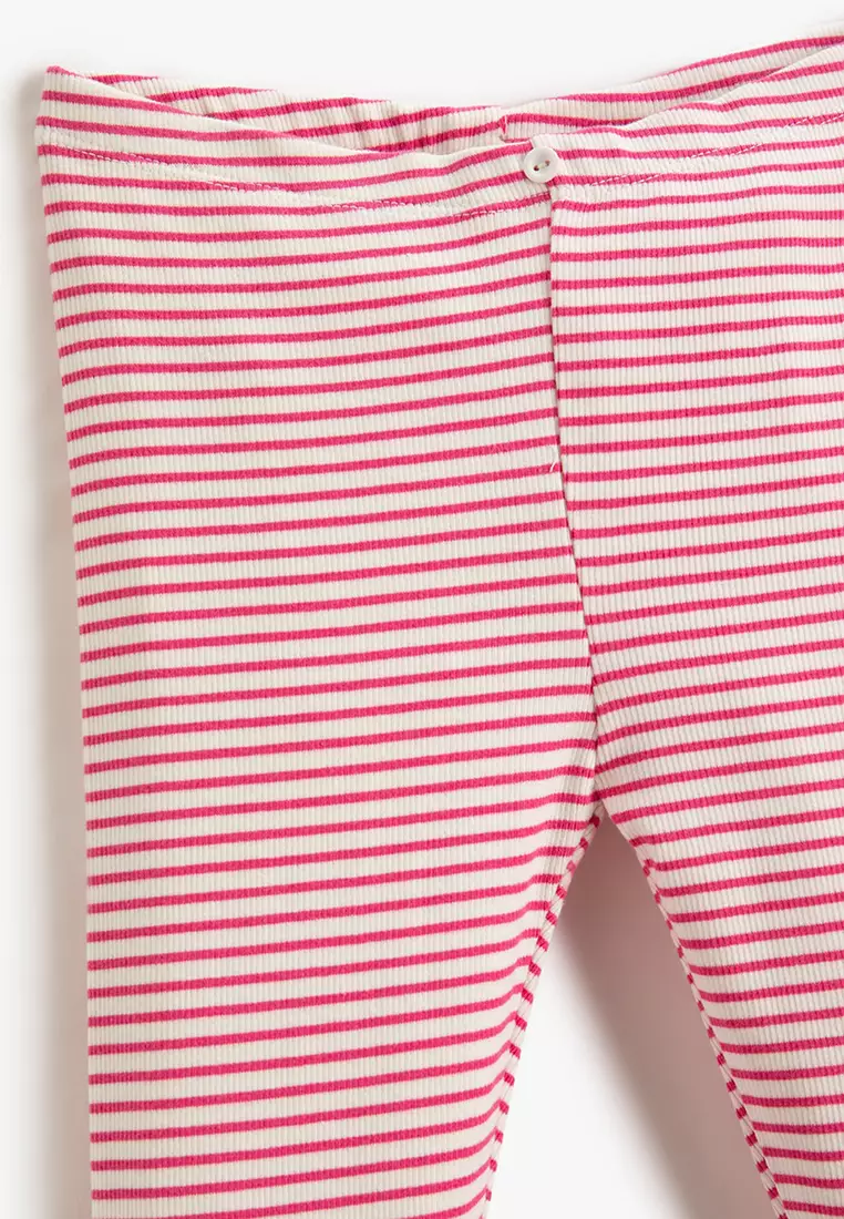 Girls red and white striped leggings discount