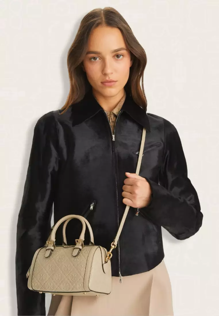 Tory Burch T Monogram Leather Petite Bareel Bag Fresh Clay