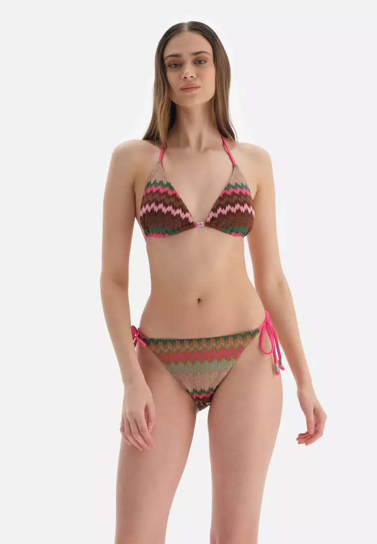 Buy DAGİ Pink Bikini Top, Checked, Underwire Bra, Removable Padding,  Beachwear for Women Online