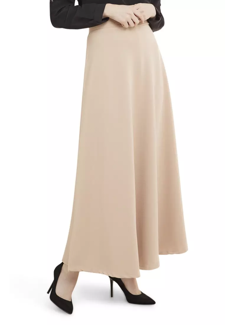 Viani Maxi Skirt Plain Rok Panjang Bawahan Wanita Relaxed Fit - Cream