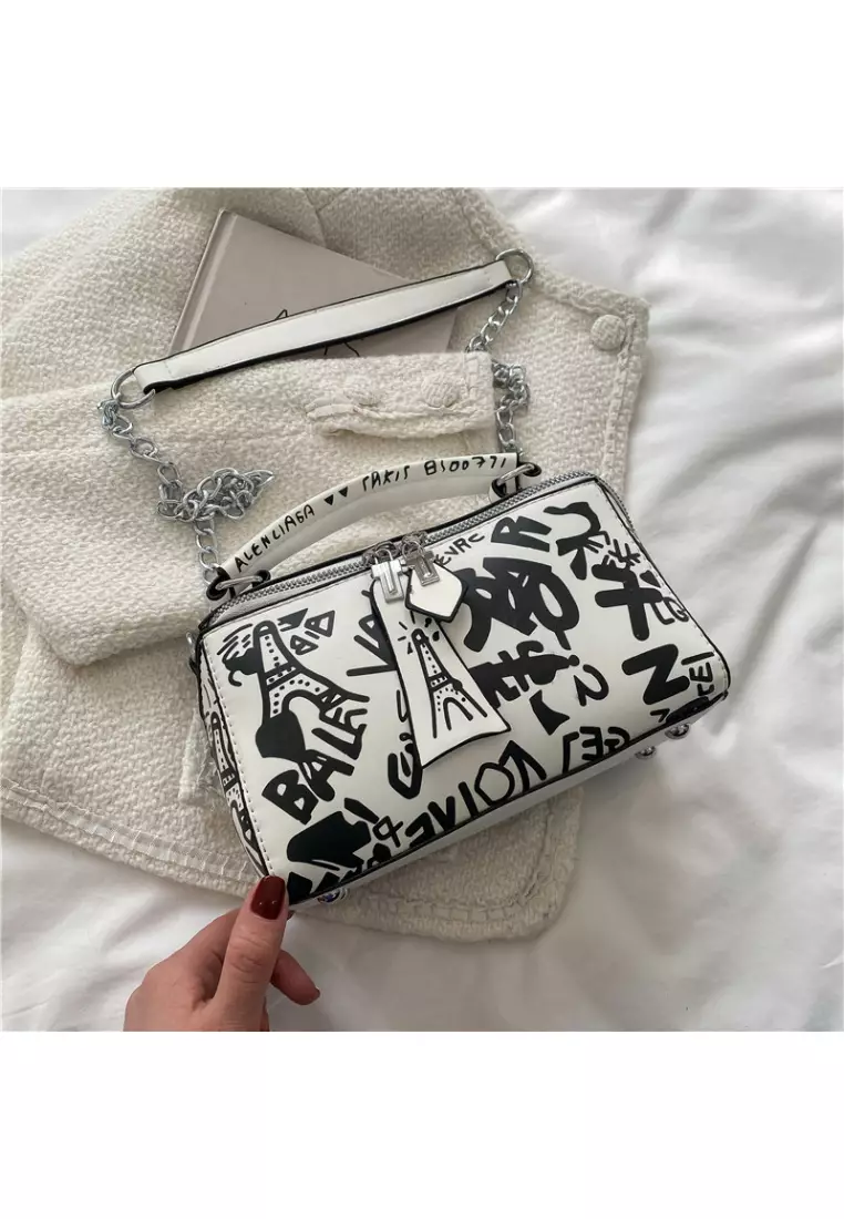 Grafitti design buy white shoulder/crossbody bag