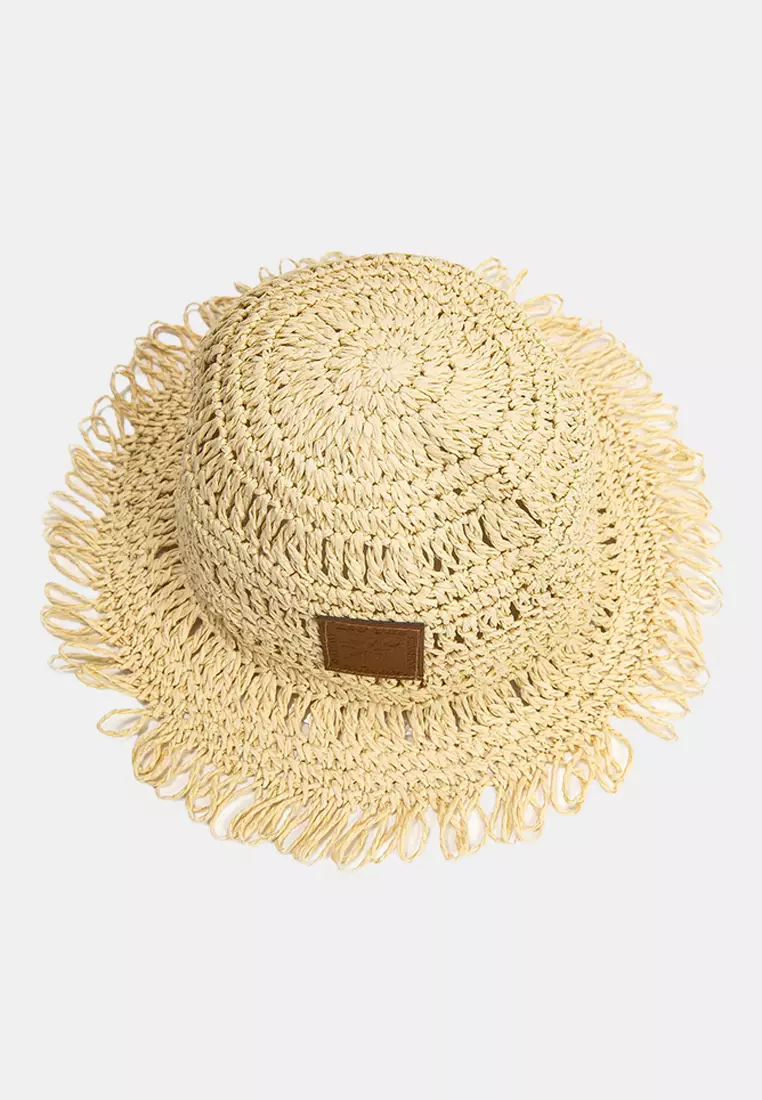 Straw Hat With Tassel Applique Detail