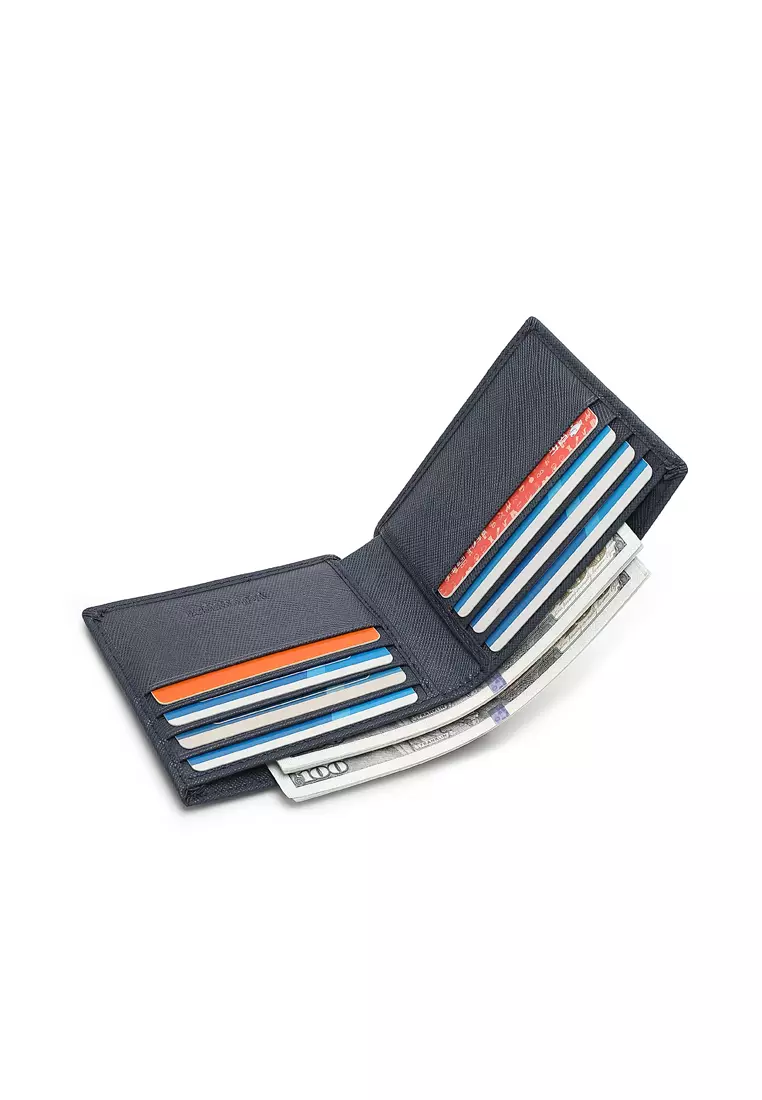 Gift Set - Genuine Leather RFID Wallet + 40mm Automatic Belt - Blue / Black